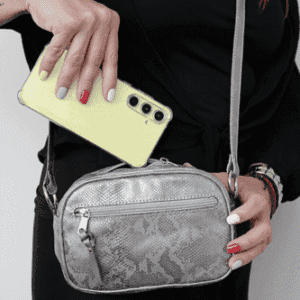 Cartera Niza - Cartera de cuero plateado