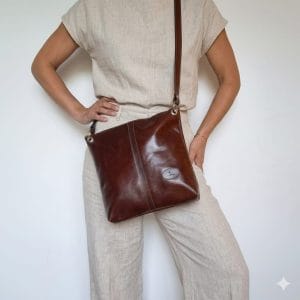 Cartera Florencia - Cartera de cuero castaño